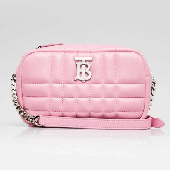 Burberry Primrose Pink Quilted Lambskin Leather Lola Mini Camera Bag - Picture 1 of 12